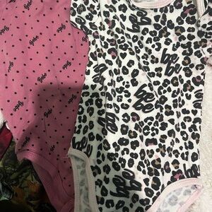 Leopard Print and Pink Polka Dot Baby Onesies